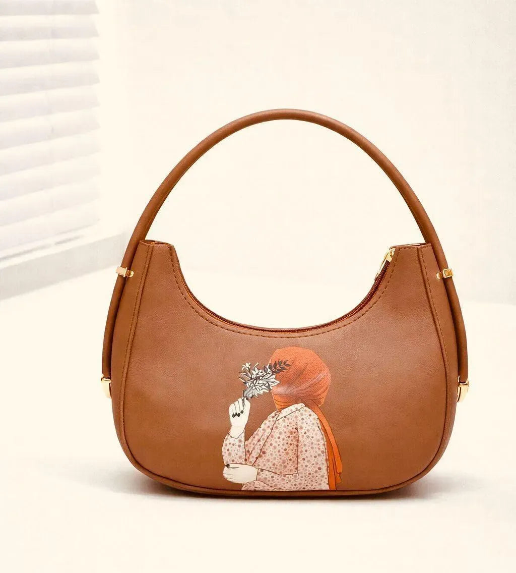 Girls Mustard Leather Shoulder Bag Plain 8x10