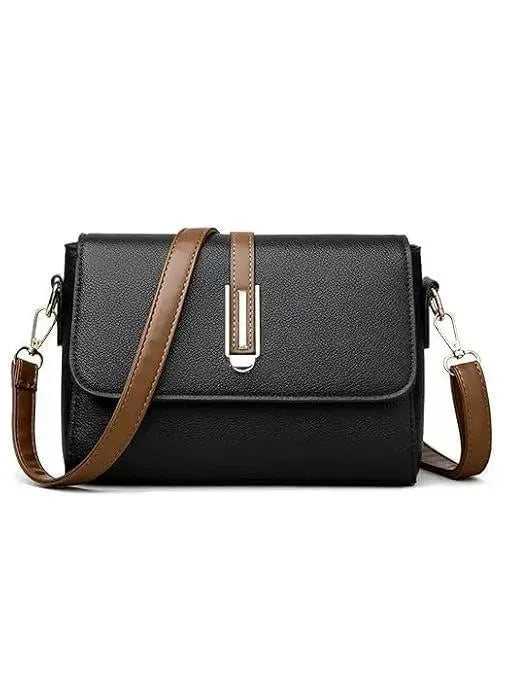 Black PU Leather Women's Crossbody Bag 25x15x10cm