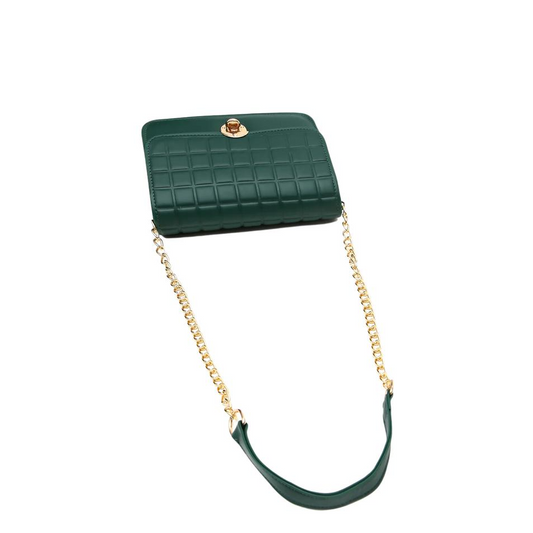 Green Quilted Chain Crossbody Bag for Girls