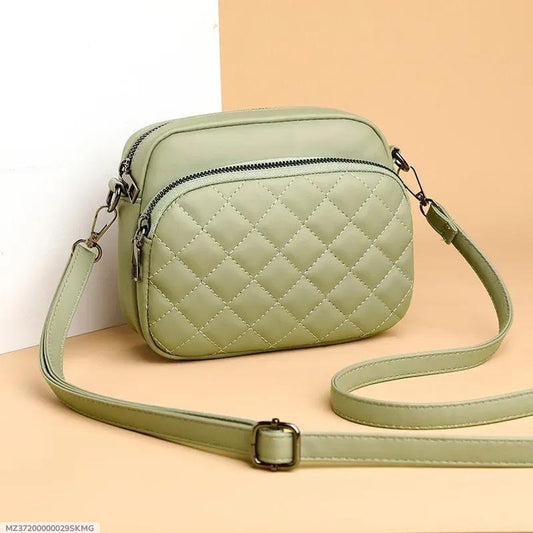 Green Quilted Crossbody Bag for Women