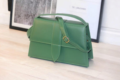 Green Crossbody Bag for Girls, PU Leather, Minimalist Design