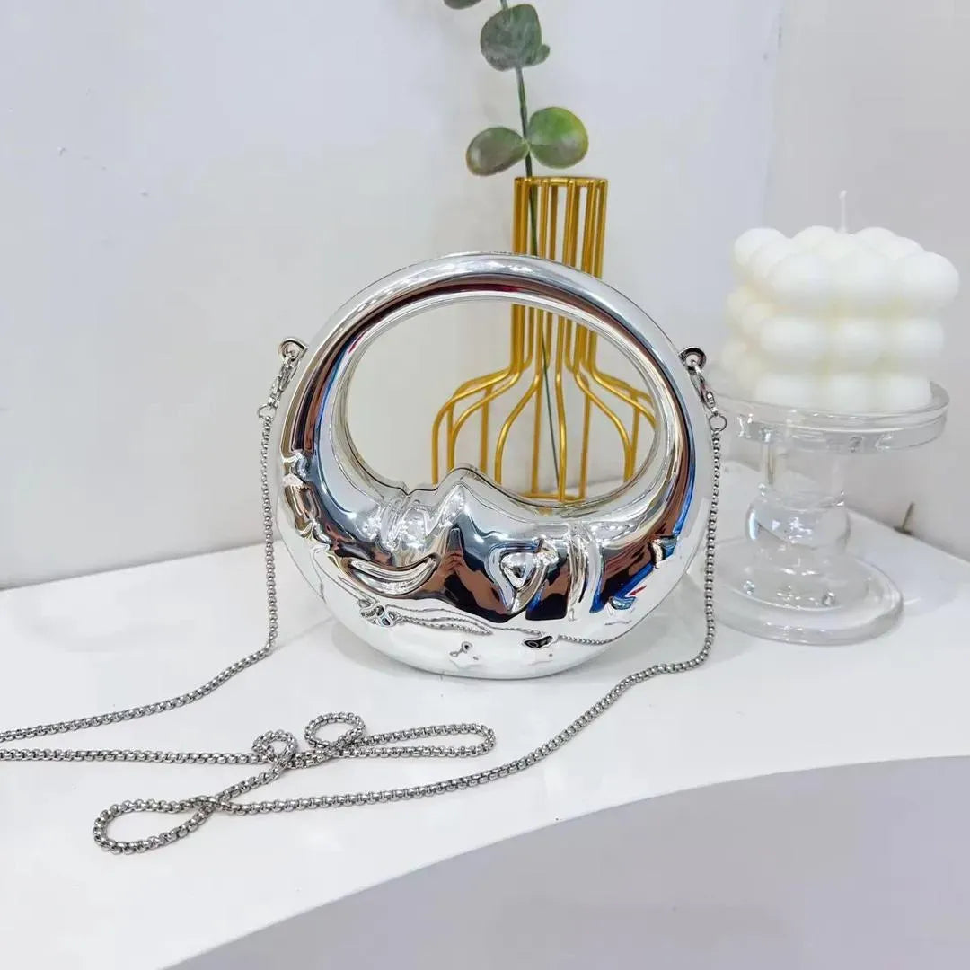 Silver Mini Chain Crossbody Bag for Girls