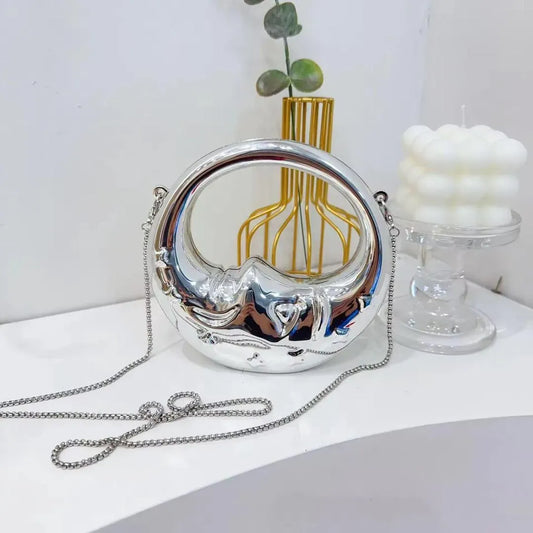 Silver Mini Chain Crossbody Bag for Girls