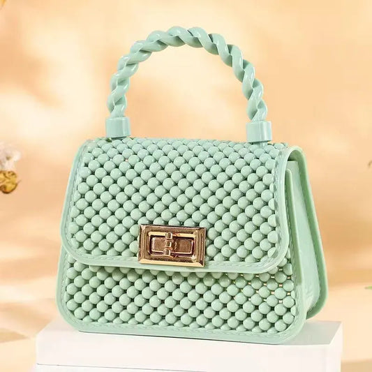 Girls Mini Beaded Handbag Mint Acrylic Crossbody