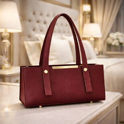 Maroon Leather Shoulder Bag for Girls