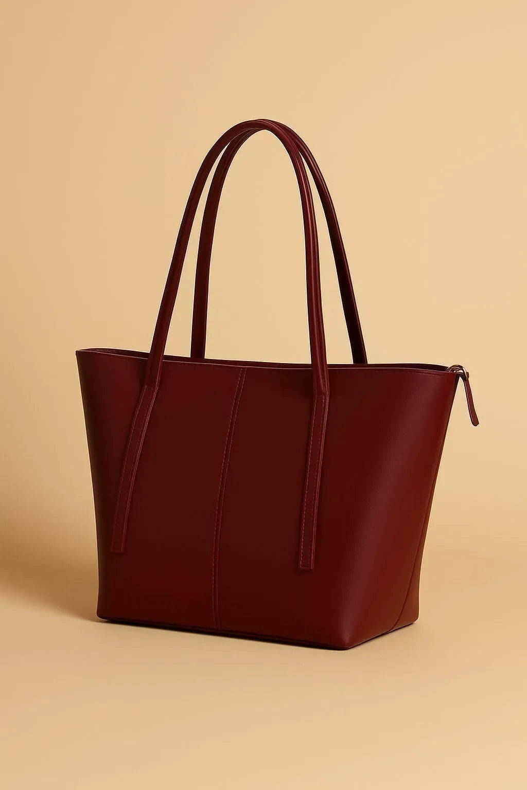 Maroon PU Leather Tote Bag for Women Daily Use