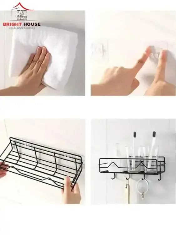 Multipurpose wall Mounted Storage Rack With Adhiesive Hook