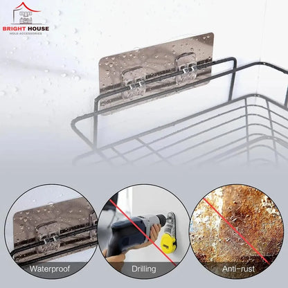 Black Wall Mounted Kitchen Shelf Organizer with Strong Adhesive