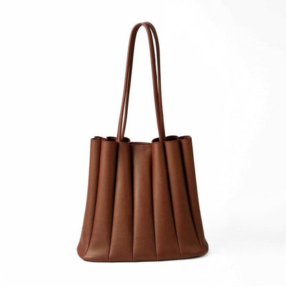Brown Textured PU Leather Women's Tote Bag with Top Handle