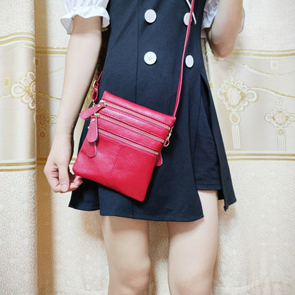 Red Leather Crossbody Bag for Women Daily Use