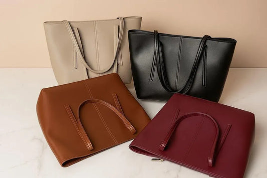 Maroon PU Leather Tote Bag for Women Daily Use
