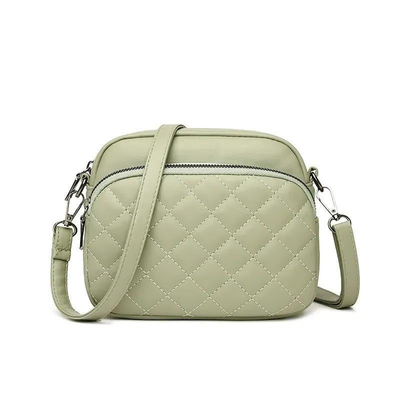Green Quilted Crossbody Bag for Women