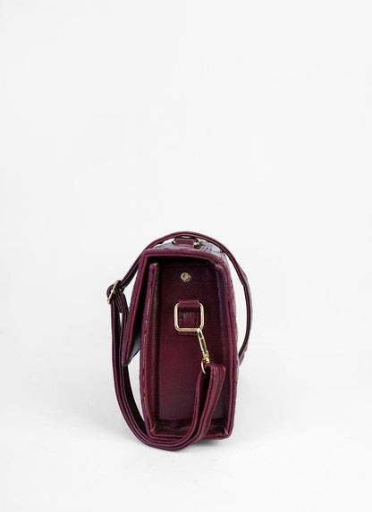 Maroon Quilted PU Leather Shoulder Bag for Women