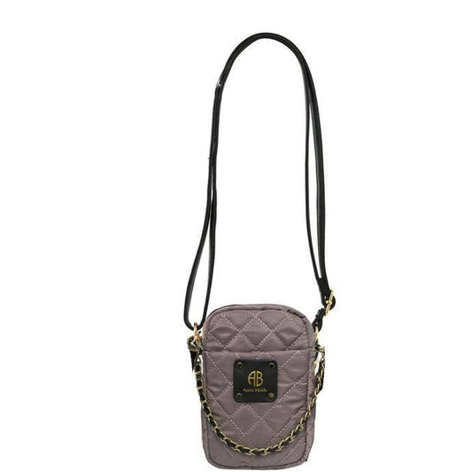 Women's Quilted Nylon Crossbody Bag with Chain Strap