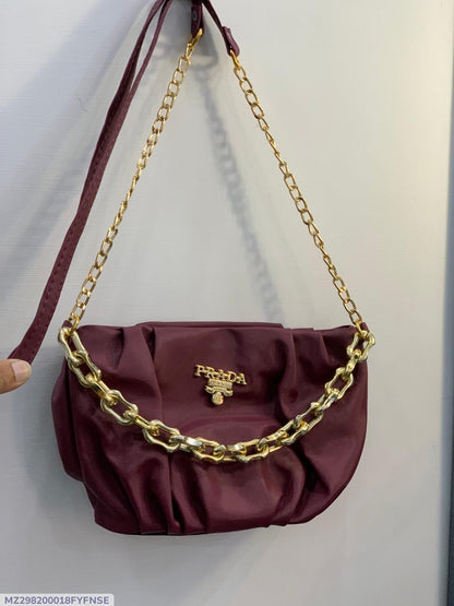 Maroon Rexine Handbag for Women with Top Handle