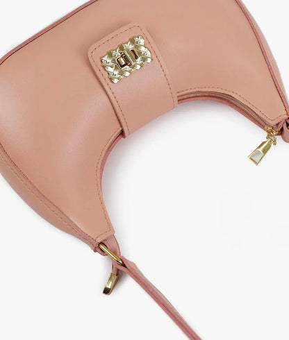 Girl's Pink PU Leather Moon Shoulder Bag