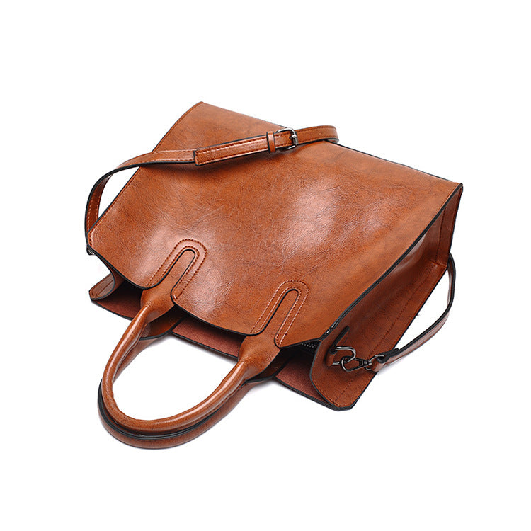 Retro Oil Wax Leather Tote Bag for Women