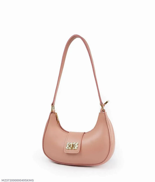 Girl's Pink PU Leather Moon Shoulder Bag