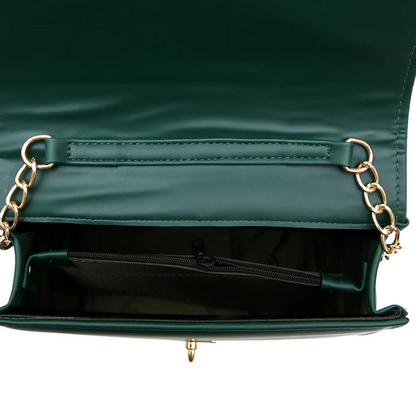 Green Quilted Chain Crossbody Bag for Girls
