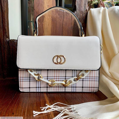 Stylish Girl's Plaid PU Leather Handbag