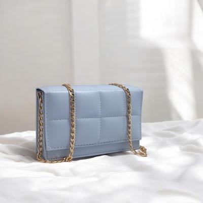 Sky Blue Girl's Quilted Chain Crossbody Bag