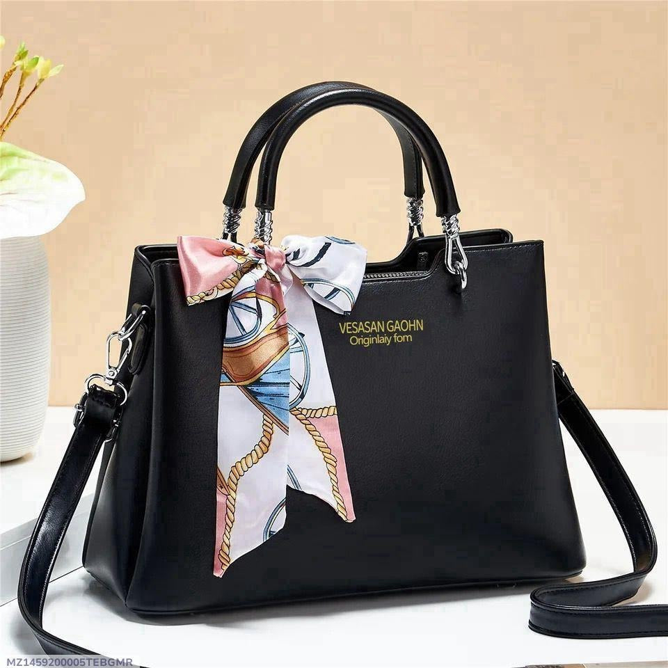 Stylish Women's Faux Leather Hand Bag - 1 Pc in Black